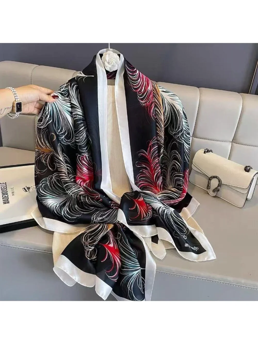 Silk Feel Long Square Scarf Shawl Wrap | Lightweight Fashion Accessory, Sun